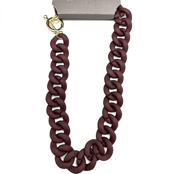Rare Vintage DAISY FUENTES Resin Chain Link Necklace in Espresso Brown - Picture 3 of 5